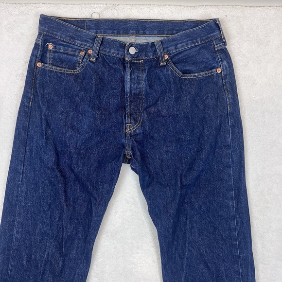 Levis‎ 501 Jeans Men 34x34 (34x33 Actual) Dark Blue Button Fly - Picture 2 of 11